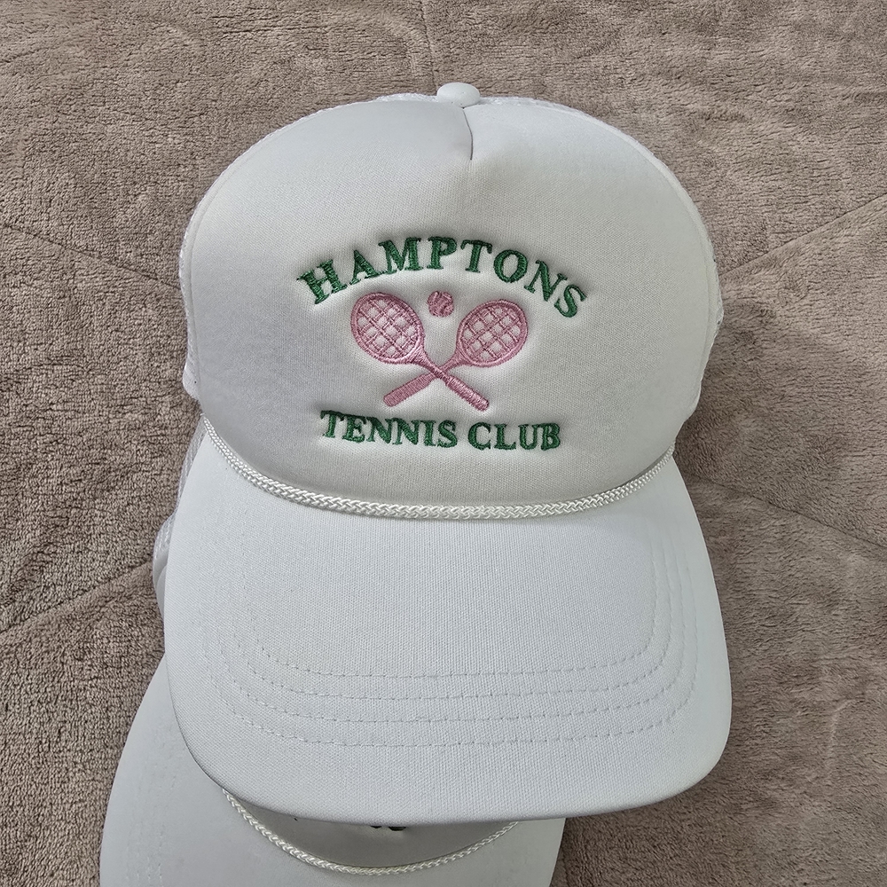 House of Hampton White and Pink Tennis Hat